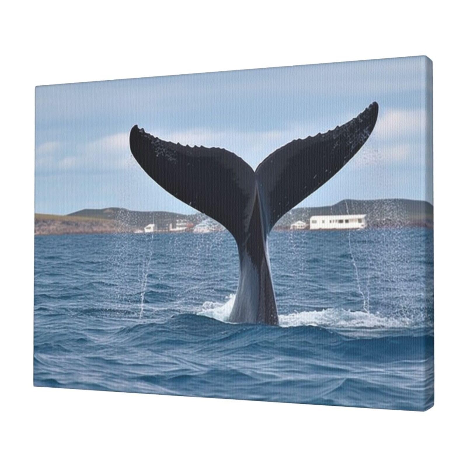 KLOPH Whale Tail Canvas Wall Art for Living Room 12"x16" Modern Artwork Painting for Bathroom Hanging Canvas Prints Aesthetic Wallart for Bedroom Kitchen Office Wall Decor