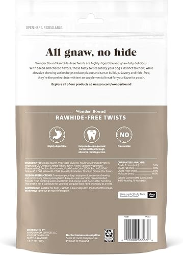 Miniatura 2 de Marca Tienda - Wonder Bound - Golosinas para perros sin piel cruda, tocino y queso, 55 unidades