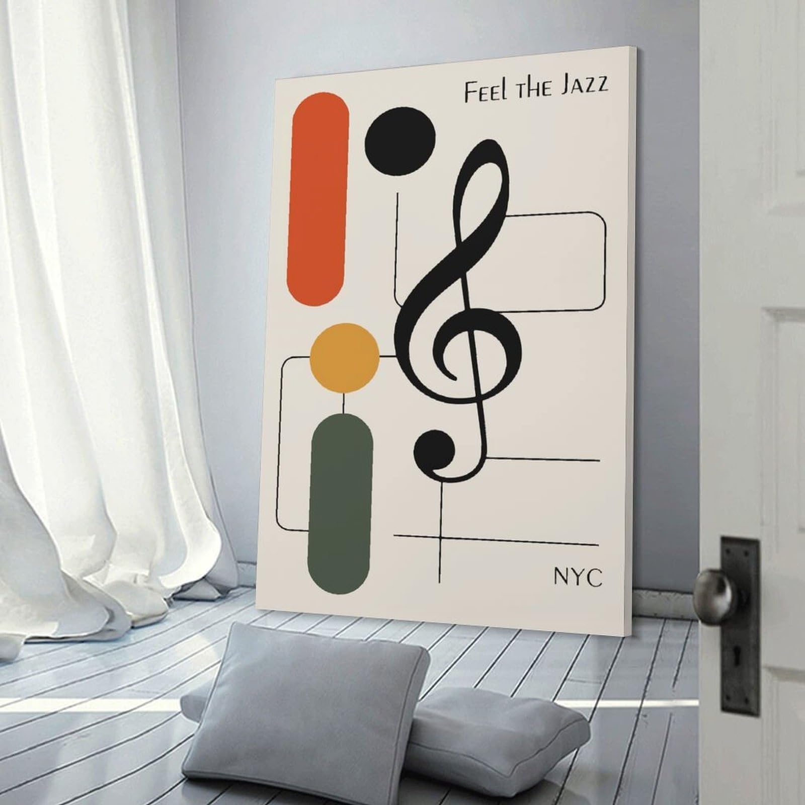 Junmoney Canvas Wall Picture Feel The Jazz - Abstract Music Art, 16x24inch(40x60cm), for Front Hall, Corridor Or Welcome Spaces, Decorative Wall Art for Narrow Spaces