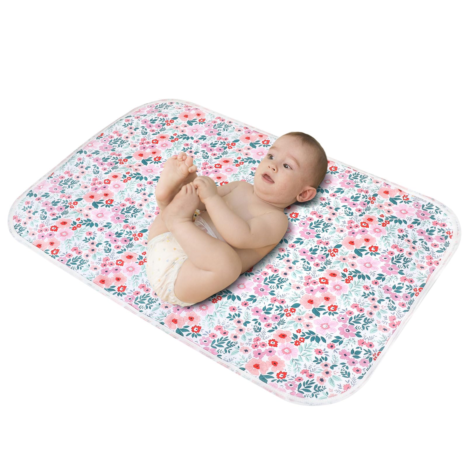 Cambiador de pañales para bebé, 21,5 x 31,5 cm, impermeable, reutilizable, suave, absorbente, portátil, con diseño de flores, 1 unidad