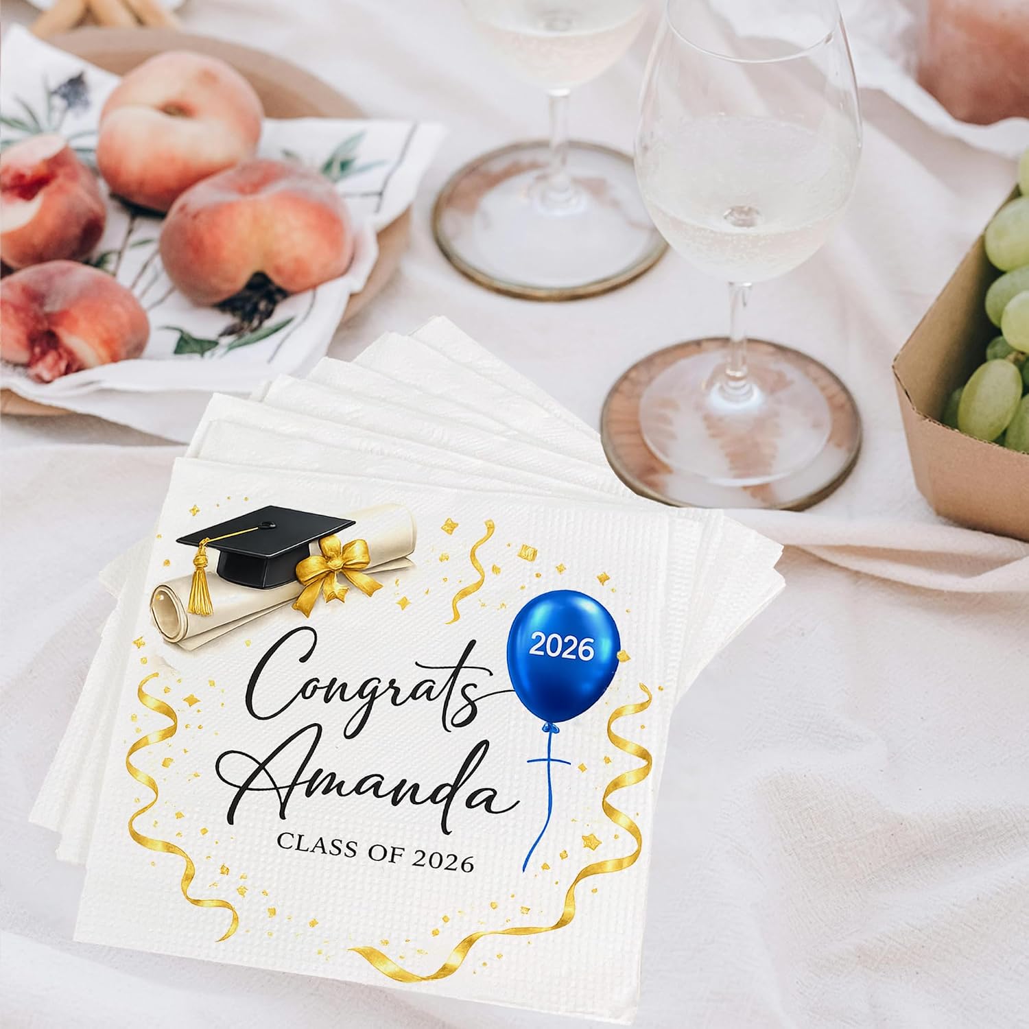 Amazon.com | Custom Graduation Napkins, Class of 2026, Personalized ...