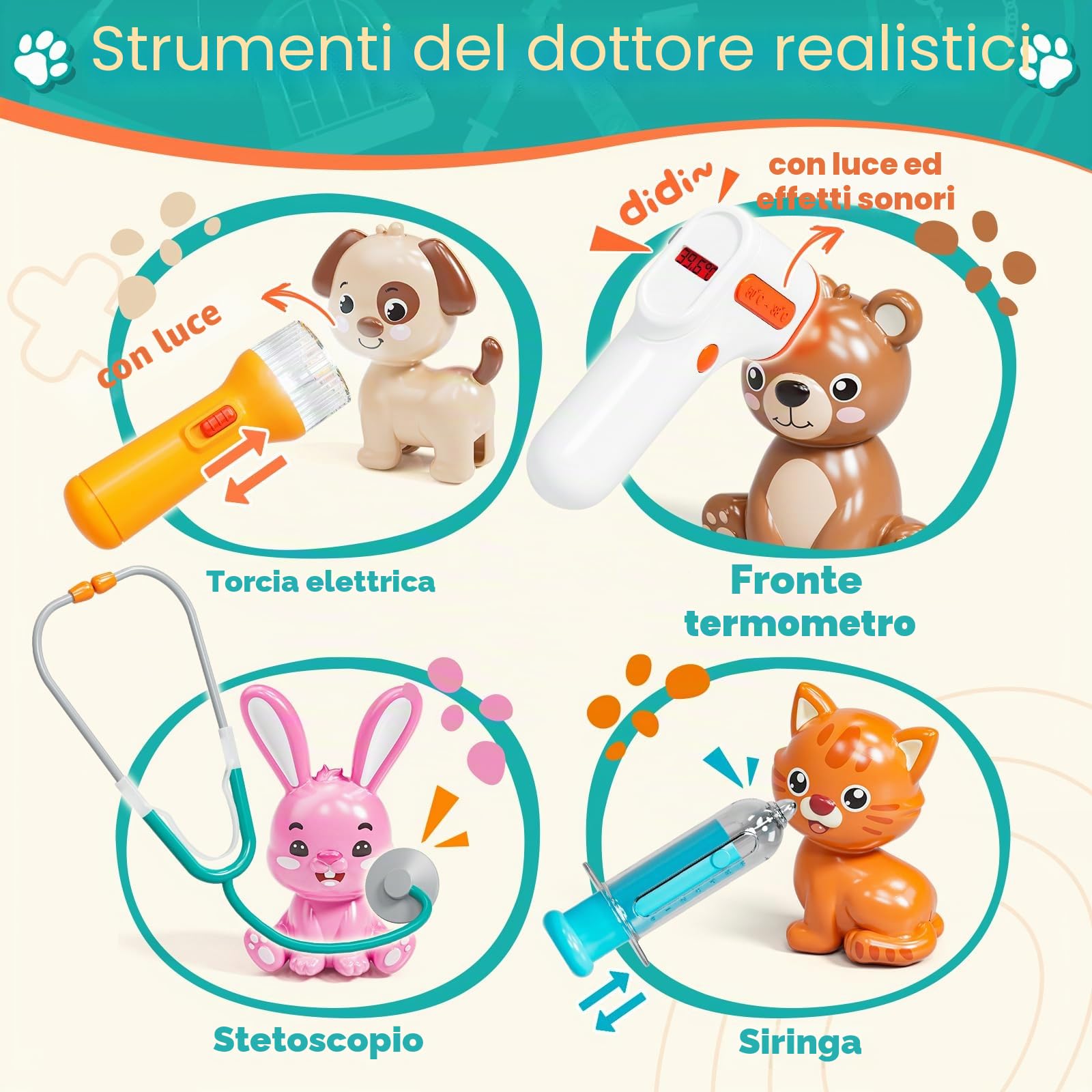 Lehoo Castle Kit Dottoressa Bambina, Valigetta Dottore Bambini, Kit Dottore Bambino con Luce e Suono, Giochi Bambini 3 Anni