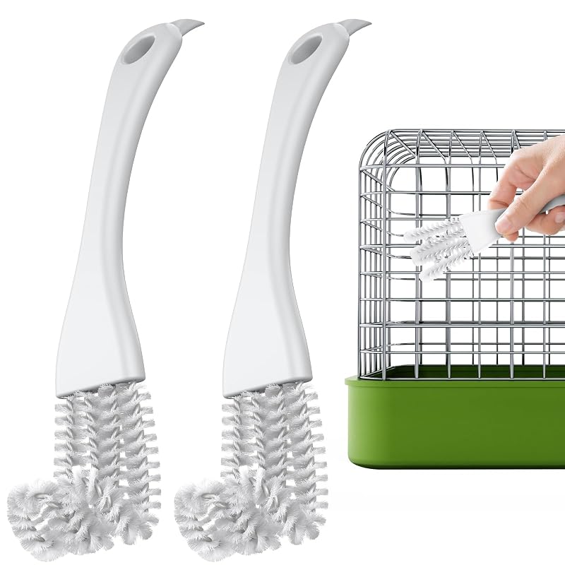 Escova 2 em 1 para Limpeza de Gaiolas Pawfly com Raspador, Pacote com 2