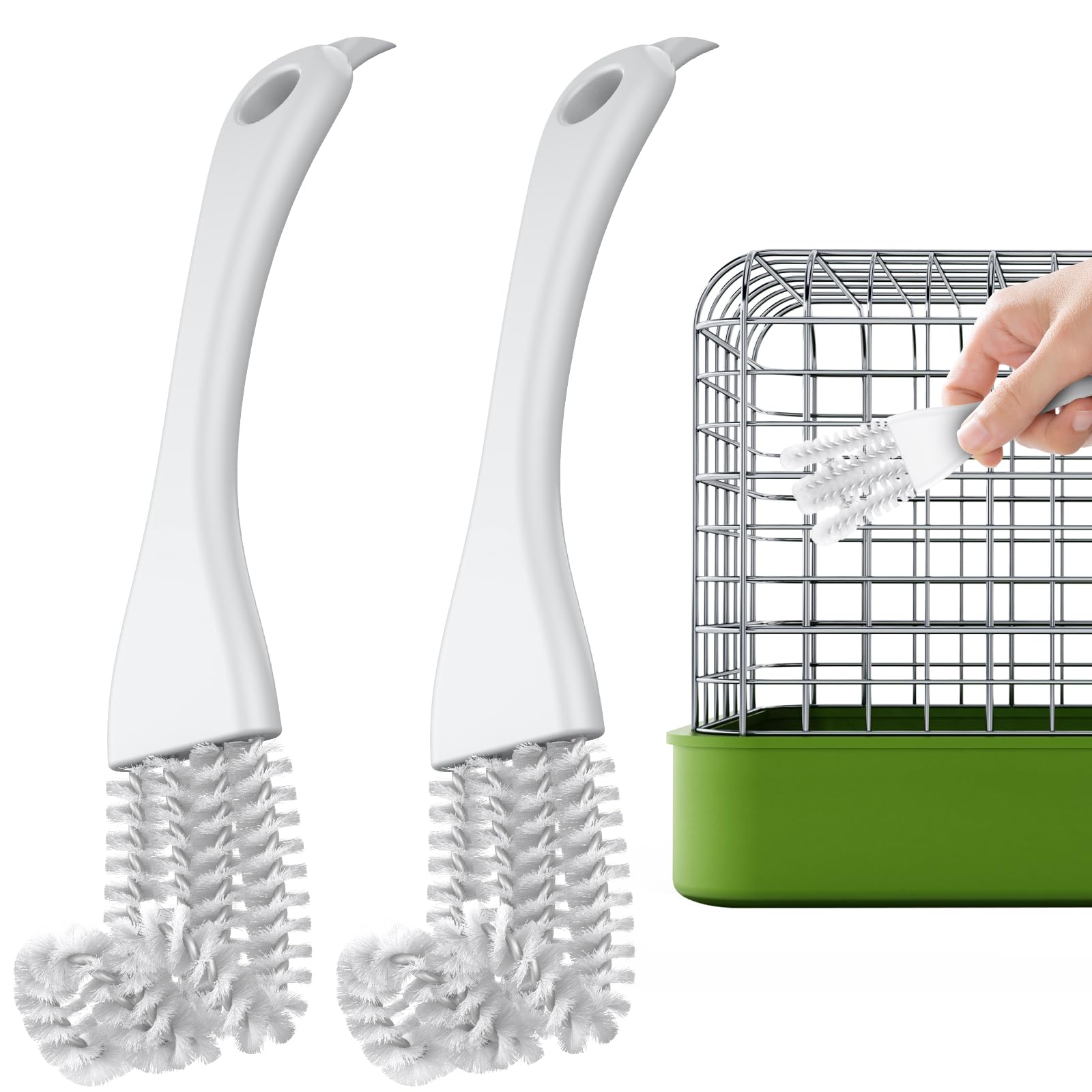 Pawfly 2 Pcs Bird Cage Cleaner Brush, 2-in-1 Bird Cage Cleaning Brush, Bird Poop Remover for Perches, Kennels & Small Animal Cages, Bird Cage Accessories, Bird Droppings Removal Brush