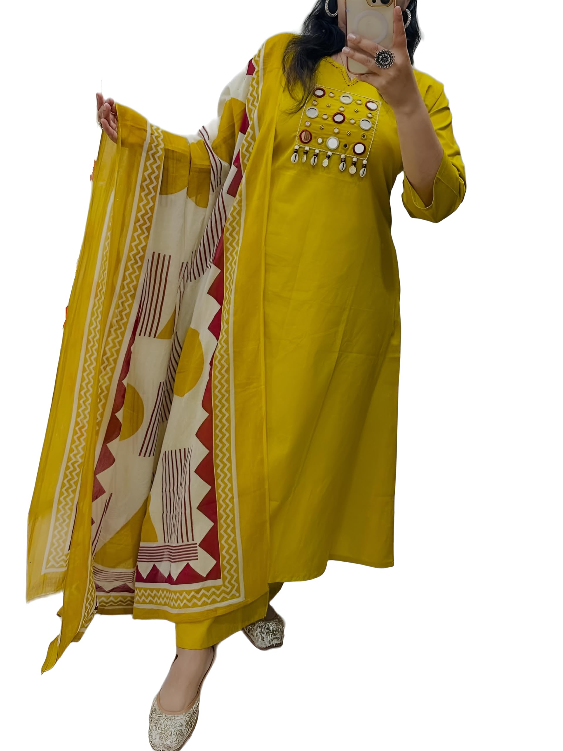 bharvita Women's Cotton Embroidered Anarkali Kurta and Palazzo with Dupatta Set-picture-48