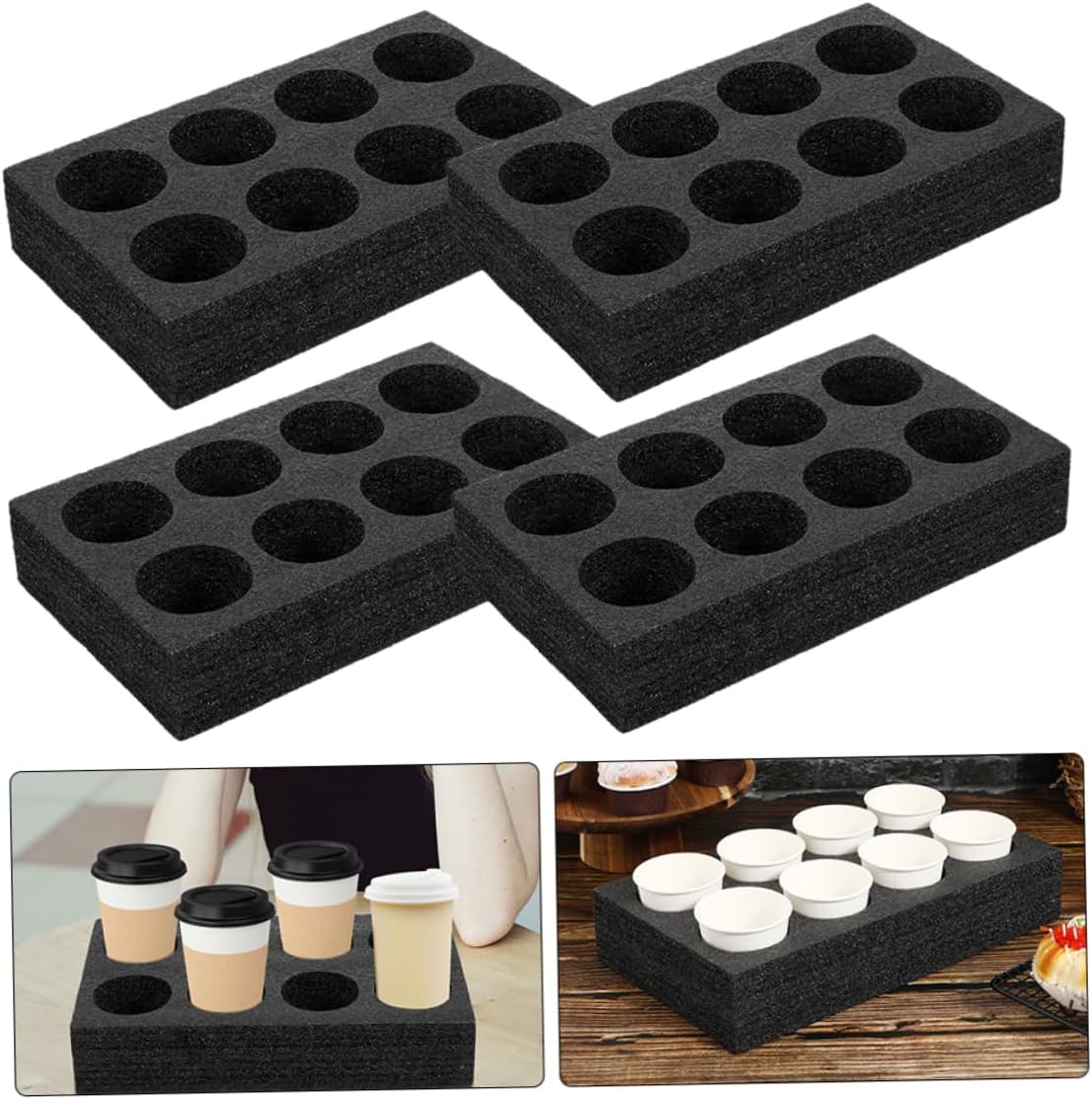 8pcs Beverage Cup Holder Carrier for Takeout Drinks Sturdy and Compact Tray for Tea and Soft Drinks Efficient Beverage Packing for Busy Shops