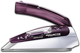 Travel Iron, Pro Compact Stainless Steel Soleplate Steam Iron for Clothes, 200 Microsteam Holes, 1000 Watts Ironing, Fabric Steamer, Dual Voltage, Purple Mini Iron, DA1560
