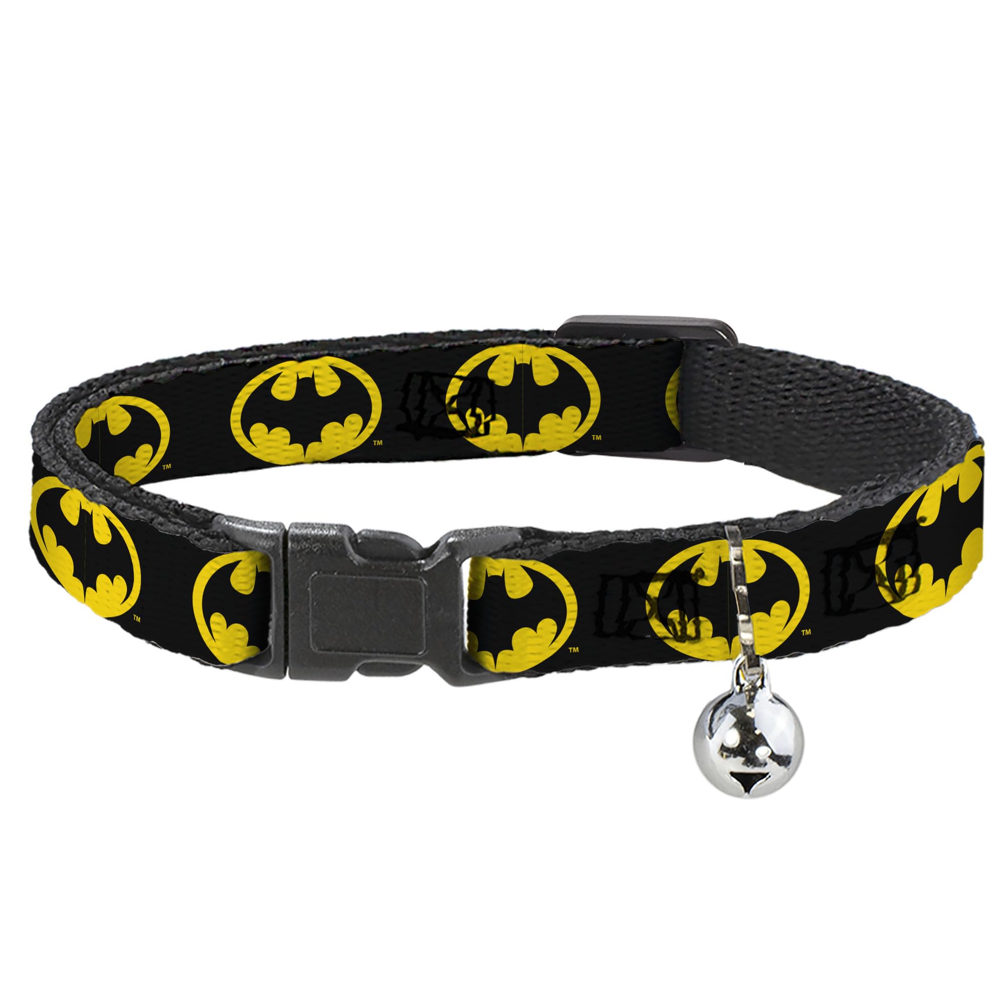 Collar de gato Batman con campana ajustable de DC Comics negro y amarillo