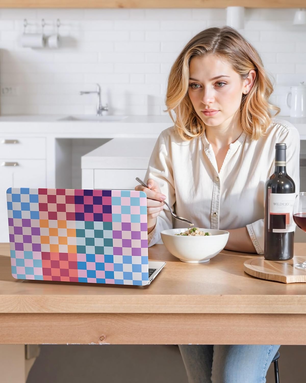 iCasso Compatible with MacBook Air 13 inch Case 2020-2018 Release M1 A2337 A2179 A1932, Colorful Checkerboard Protective Hard Shell Case +Keyboard Cover + Screen Protector-Dopamine Checkerboard - Image 9