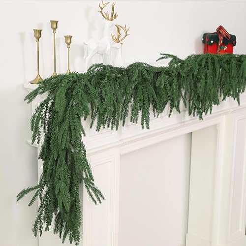 GIAUMA 6FT Double Fullness with 88 Tips Norfolk Pine Garland Realistic - 72" Thi