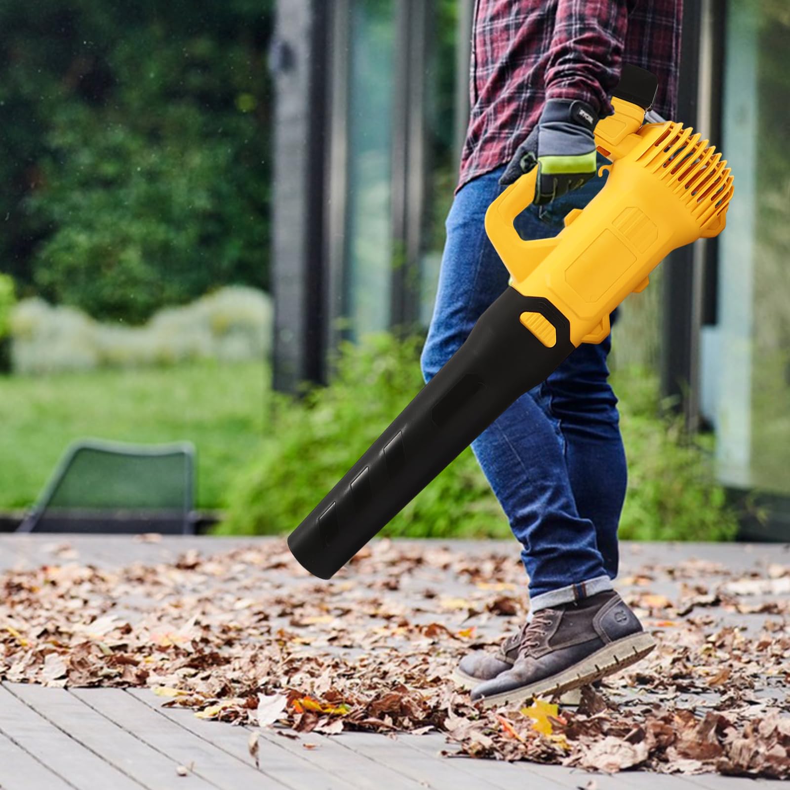 Soffiatore per foglie e aspirapolvere senza fili da 3000 W, regolazione della velocità, batteria da giardino, senza fili, per rimuovere foglie, detriti, piccole pietre, pulizia di garage, terrazze