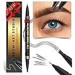 iMethod Microblading Eyebrow Pencil - Brow Pencil 2-in-1 Dual-Ended Eyebrow Pen with 3-Prong Micro-Fork-Tip Applicator and Precise Brush-Tip Creates Natural-Looking Brows, Stay on All Day, Black Brown