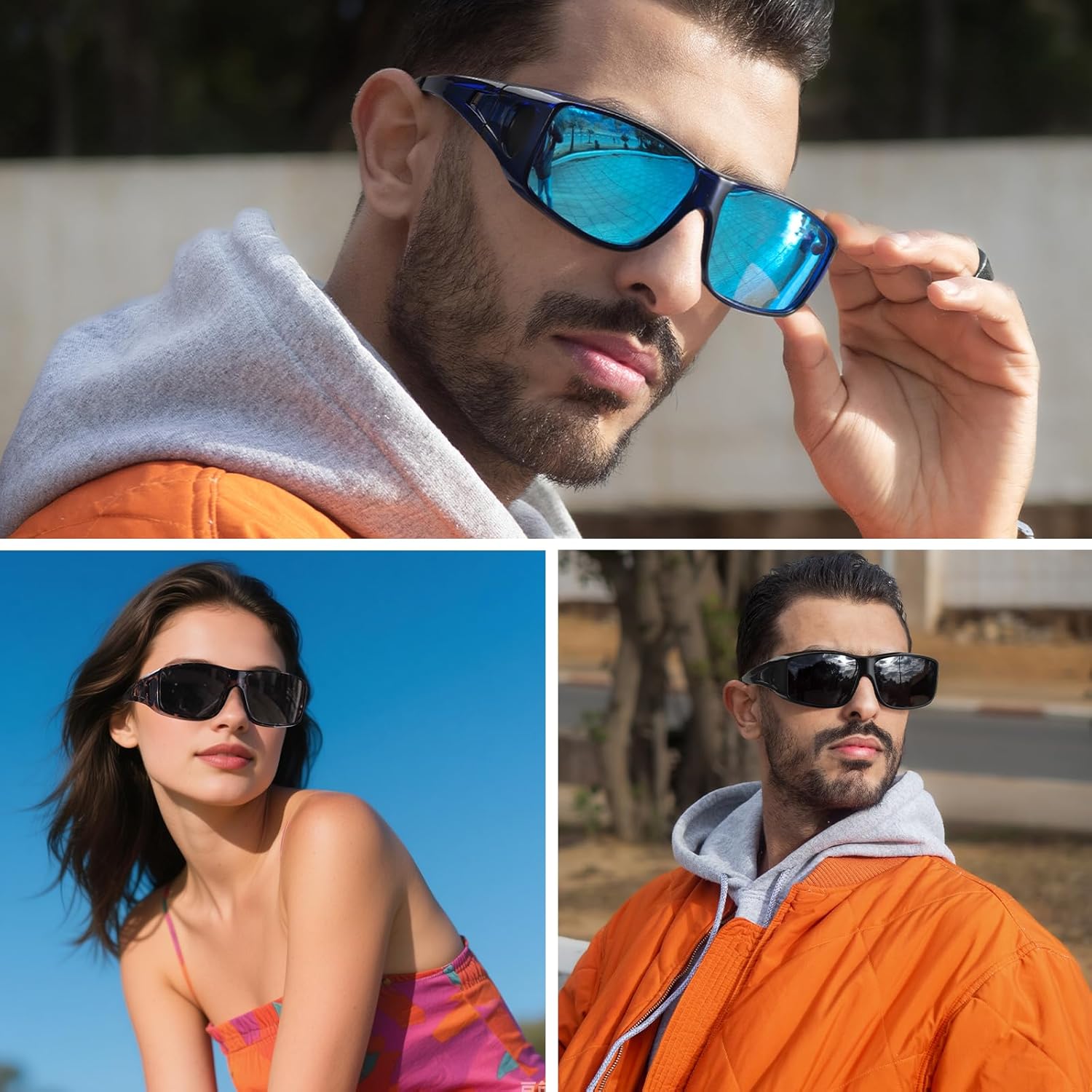 Myiaur Polarized Fit Over Glasses Sunglasses for Men Women, Trendy Wrap Around Sunglasses UV Protection for Driving (2 Pack) - Image 6