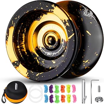 Magicyoyo Professional JoJo N11 Plus Responsive Yoyo for Children Dual purpose metal yo-yo with non-responsive yoyo mode + yo-yo bearing replacement + 12 yoyo cords + yo-yo bag