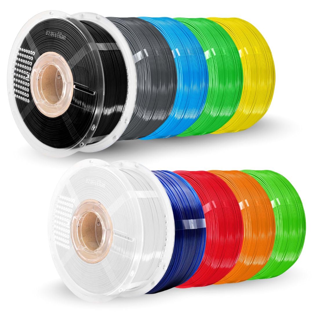 Filamento di Ricarica AzureFilm PETG Hyper Speed da 10 kg, 1,75 mm – Senza Bobina – 1kg/ricarica – Per Stampa 3D ad Alta Velocità – Resistente, Durevole, Anti-umidità (MIX)
