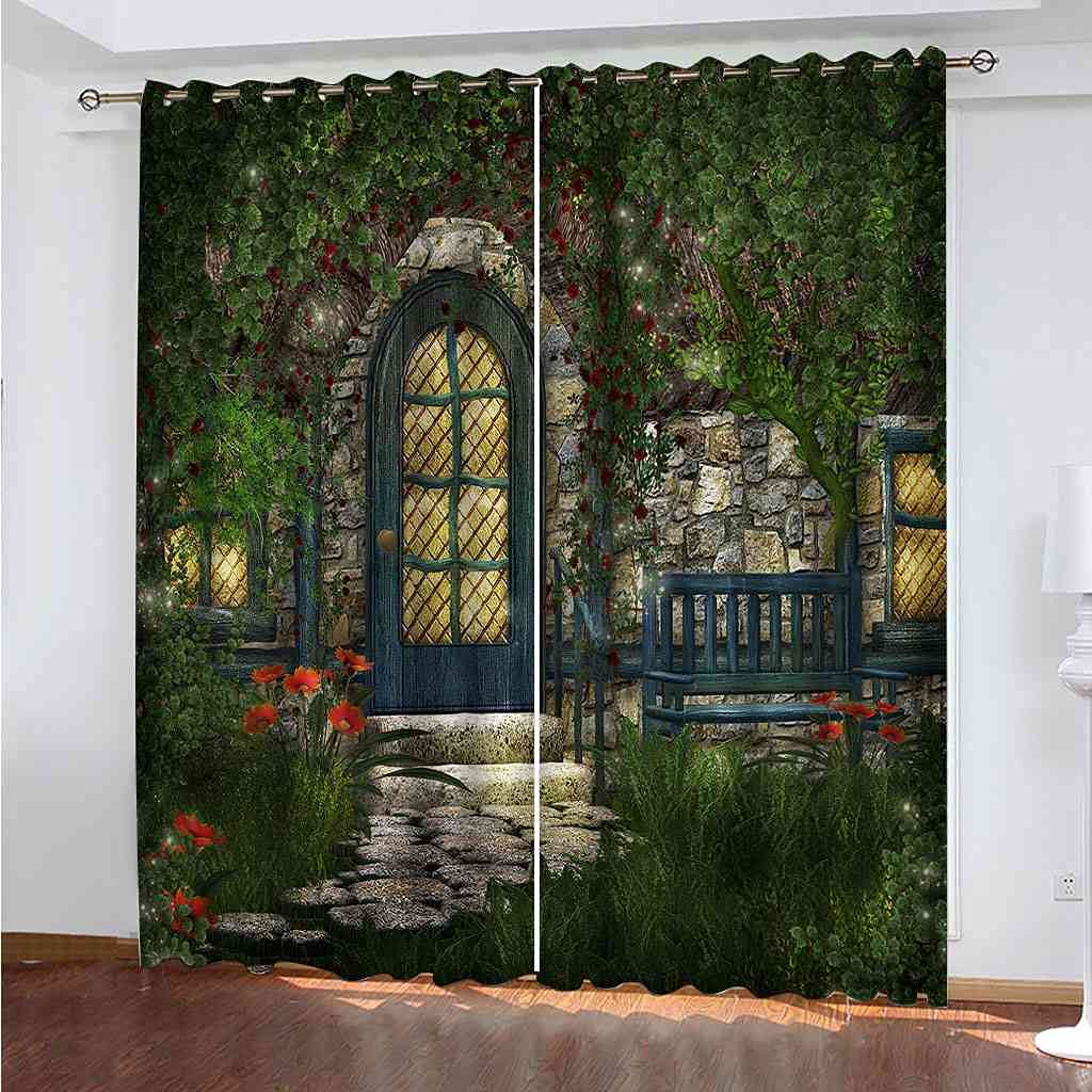 Rideau occultant à oeillets vert 264x160cm lot de 2 pour salon