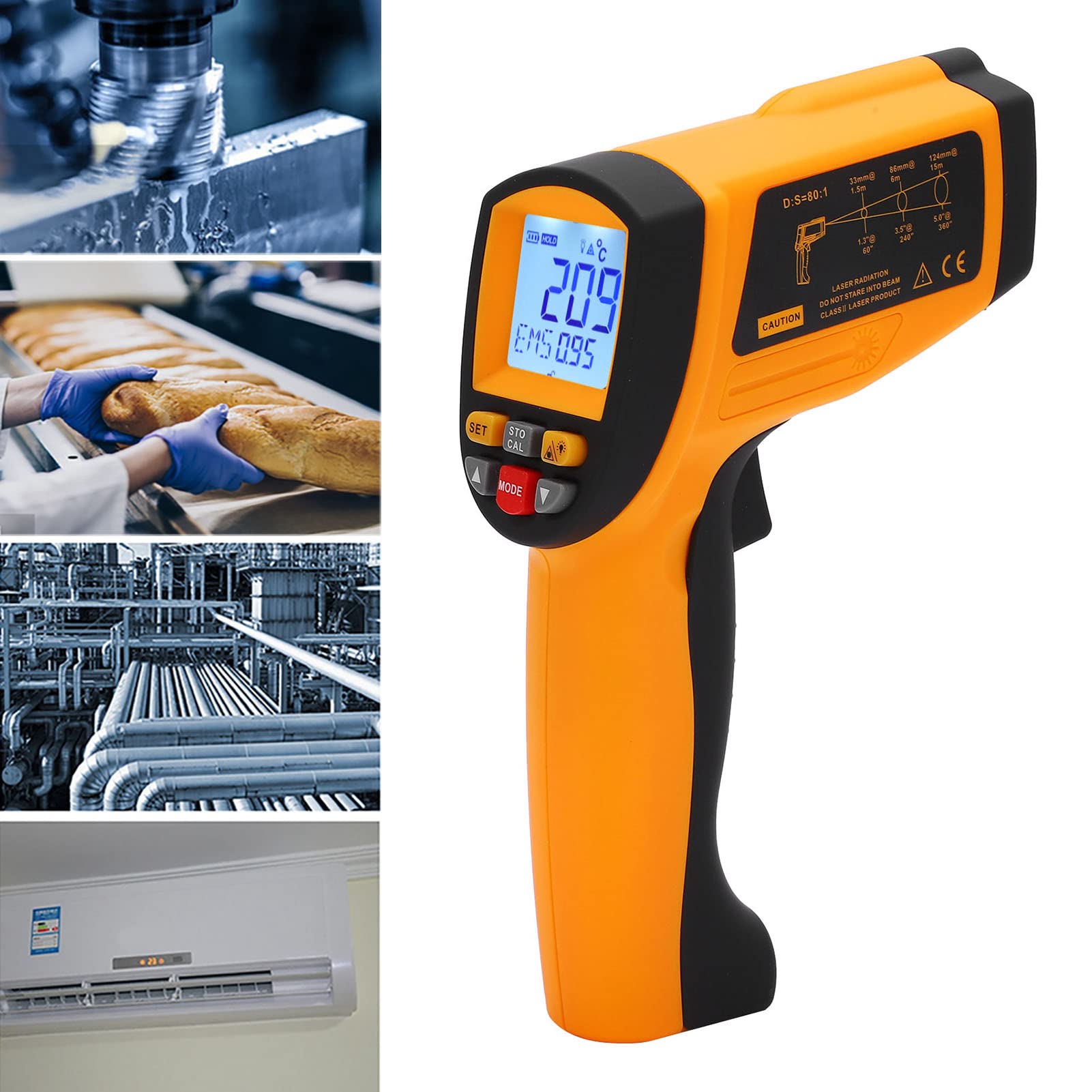 GM1850 - Termometro a infrarossi portatile ad alta precisione per uso industriale, materiale ABS durevole