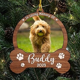 Personalized Dog Memorial Ornament, Custom Dog Photo with Name Ornament, in Loving Memory of Dog Memorial Gifts, Gift for Dog Lover, Dog Christmas Tree Ornaments, Dog Loss, Dog Sympathy Gifts A6