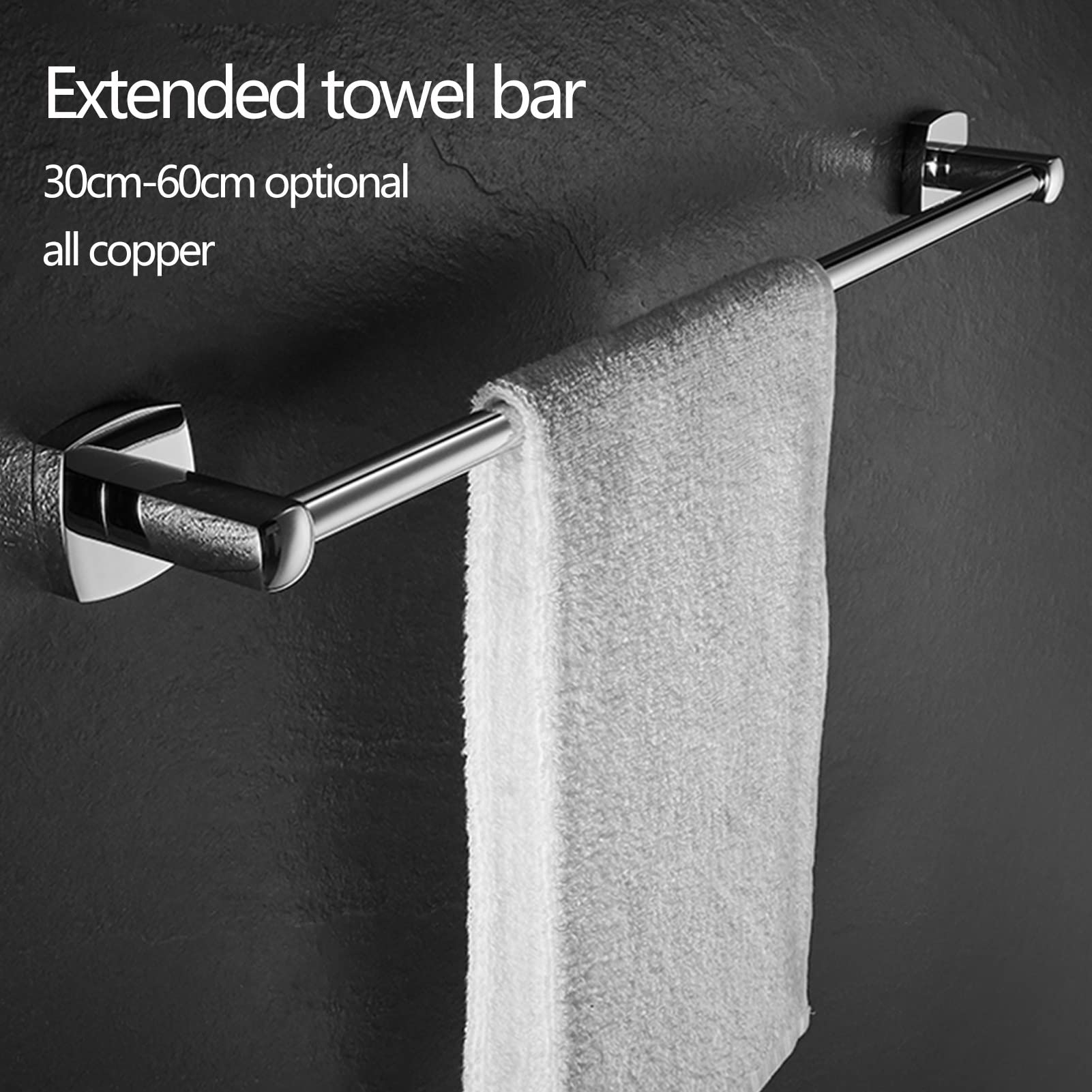 Toallero de barra de toallero, de acero inoxidable montado en la pared, estante de baño duradero para un fácil acceso, diseño contemporáneo, opciones de 30 cm a 60 cm