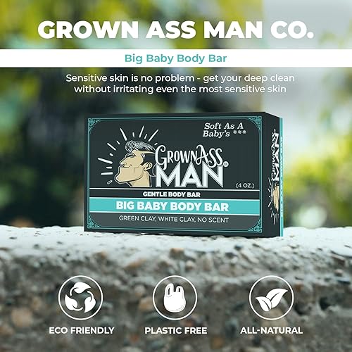 Miniatura 5 de Grown Ass Man Co Barras corporales exfoliantes  Barra de jabón sólida con aceites naturales y exfoliante suave para hombres sin plástico y ecológico