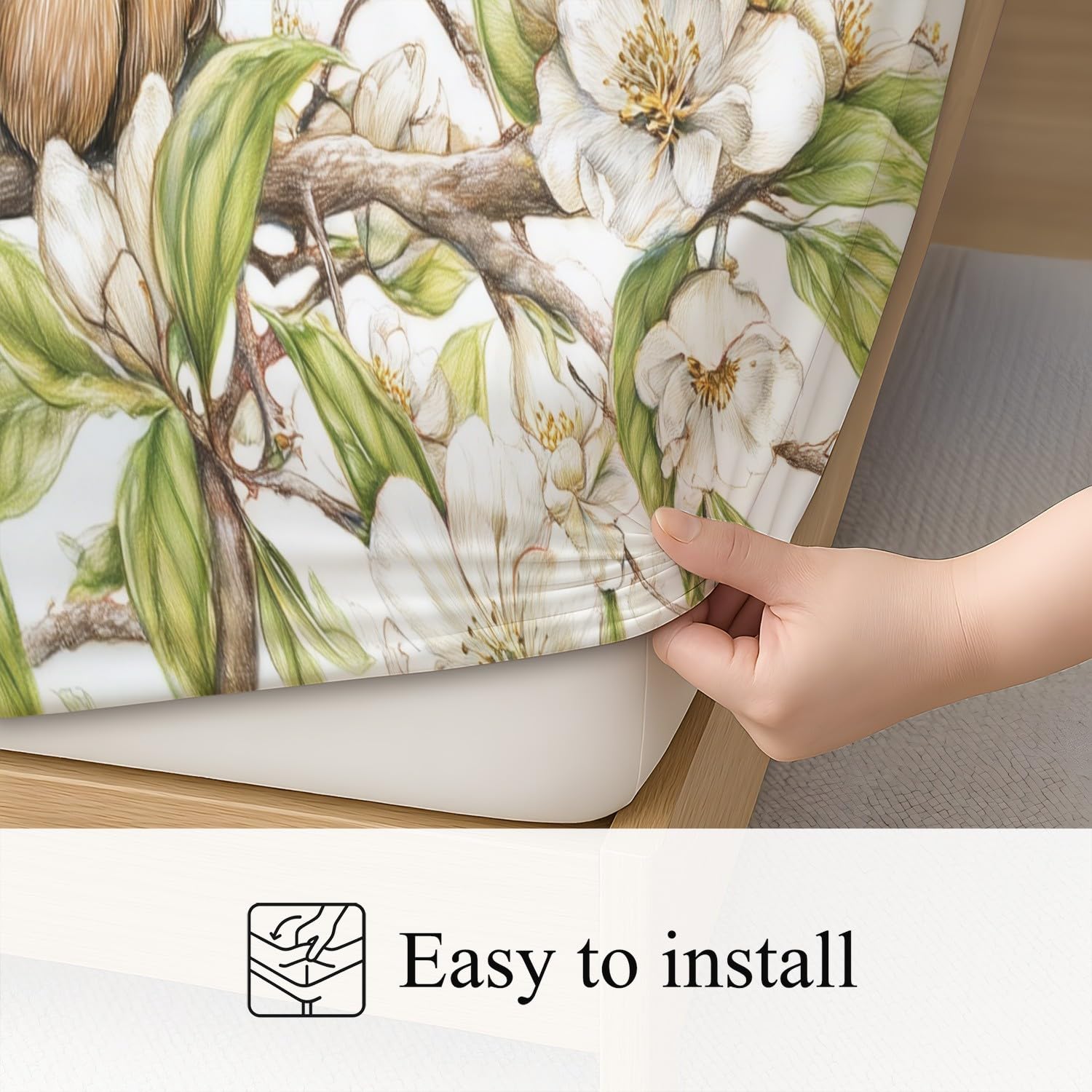 Süß Hunde Spannbetttuch Kindlich Tier Blumen Spannbettlaken 200 x 200 x 30 cm 3teilig Mikrofaser Bettwäsche Set mit 2 Kissenbezüge 80 x 80 cm Kein Flachbettlaken