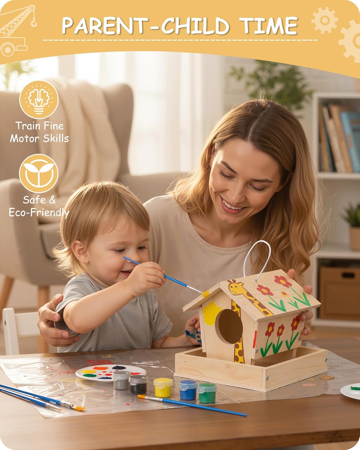 SainSmart Jr. Woodworking Building Kits for Kids with Birdhouse, 4-in-1 Kids STEM Projects Set, DIY Wood Crafts Assembly Toys with Paints & Brushes for Boys and Girls - Image 4