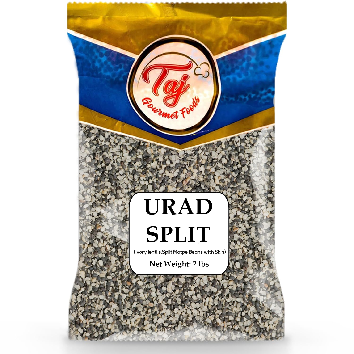 TAJ Urad Split Dal 2-Pounds | Indian Origin Lentil (Split Matpe Beans w/Skin
