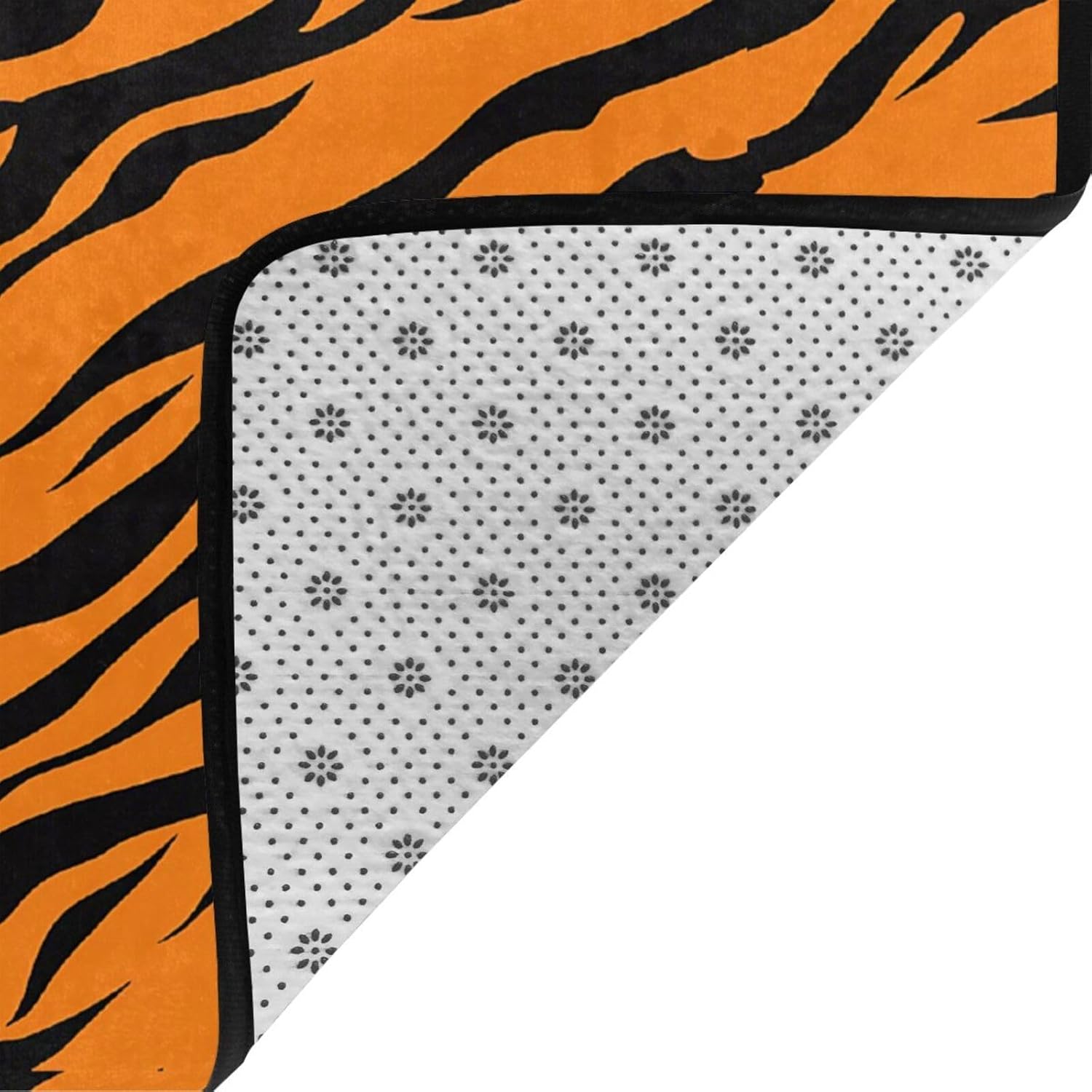 Flannel Non-Slip (Orange Tiger Leopard) Rug Pad 80×50in Soft Washable Protective for Hardwood Floors Bedroom Bathroom Living Room