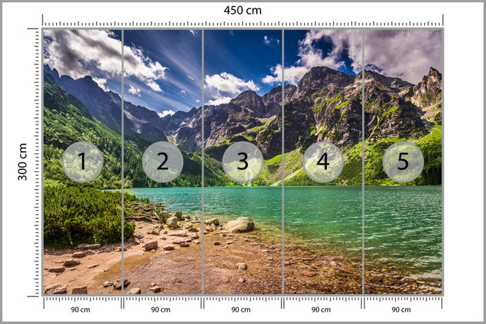 Muralo Fototapete Selbstklebend Vlies See, Morskie, Oko, Tatra - 450x300 cm