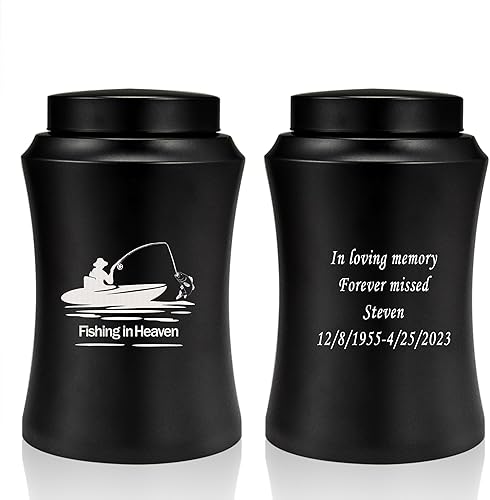 Fishing in Heaven Urnas de cremación masculinas para adultos, grandes urnas decorativas para cenizas humanas, urna conmemorativa y funeraria de