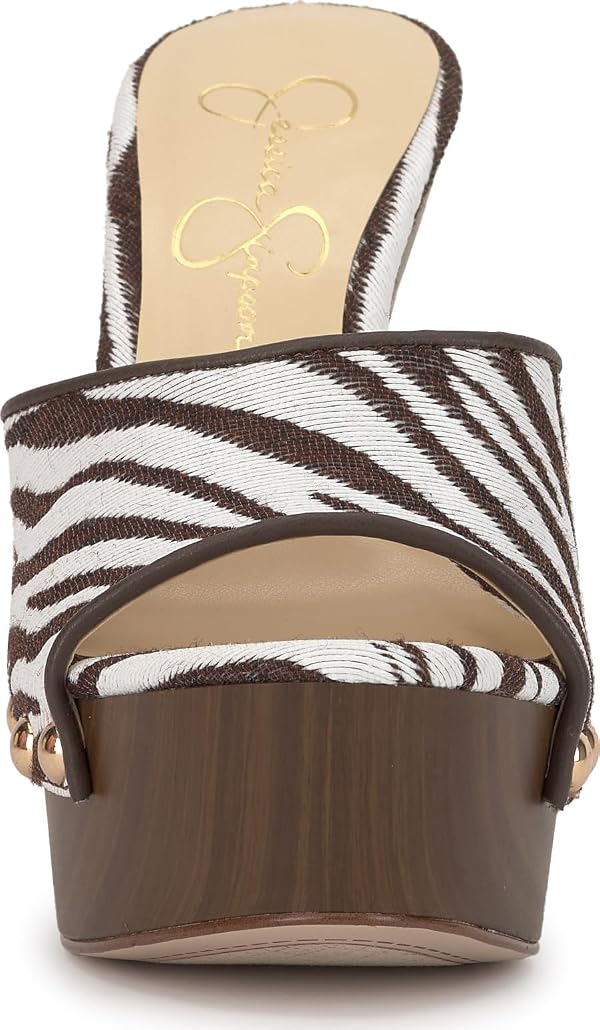 Jessica Simpson Cynlia Studded Platform Sandal, Ivory/Brown, 8 by Jessica Simpson - Used condition - Image 2