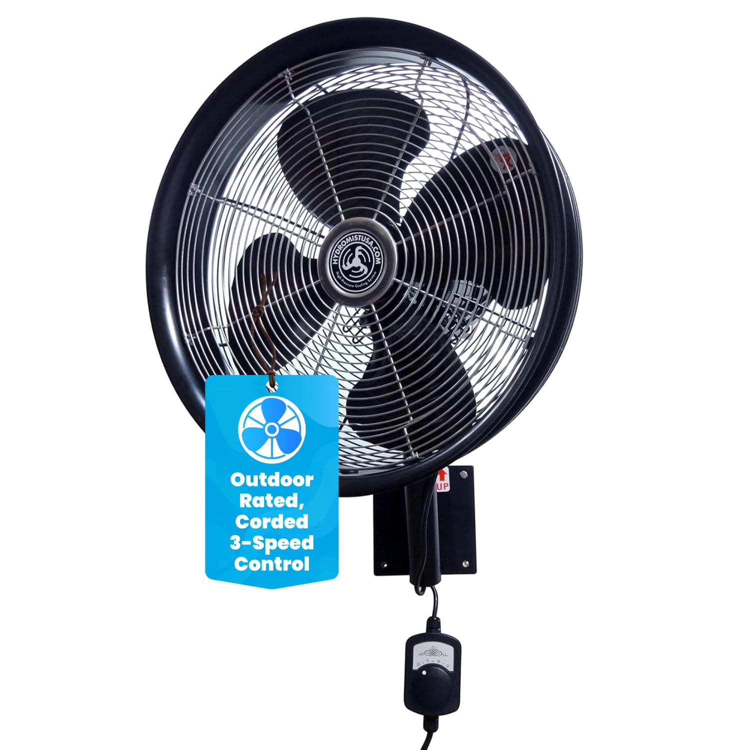 F10-14-011 18 Inch Mounting Bracket Outdoor Oscillating Fan, Black