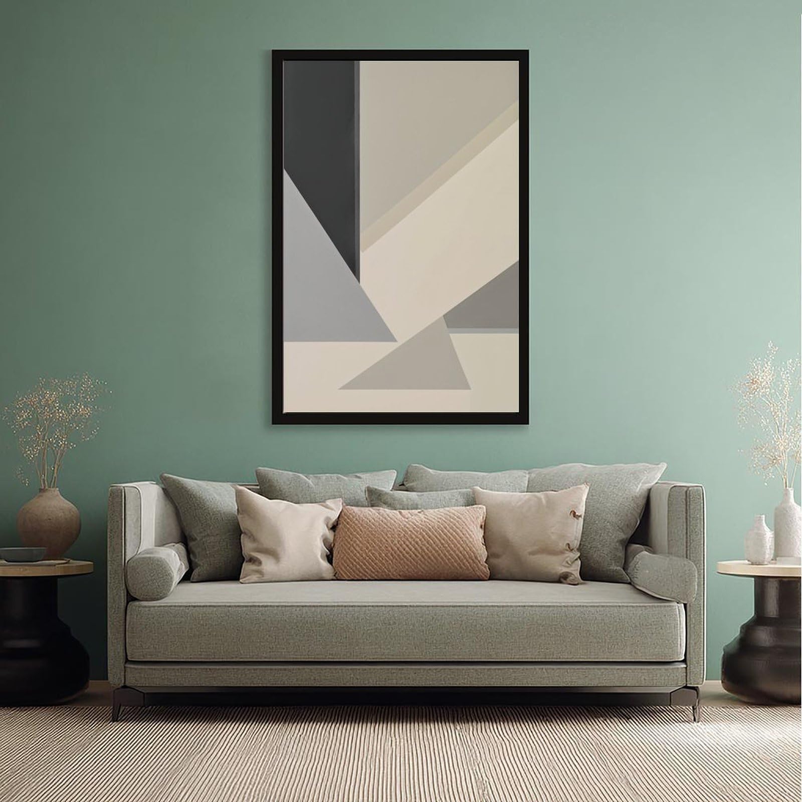 Mnyuein Neutrales abstraktes und minimalistisches Poster, 2 Leinwand-Poster, Schlafzimmer-Dekor, Sportlandschaft, Büro, Raumdekoration, Geschenk, schwarzer Rahmen, 40,6 x 61 cm (L x B)