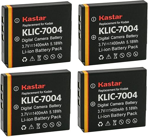 Miniatura 5 de Kastar Paquete de 2 baterías de repuesto para baterías Kodak KLIC-7004 K7004, cargador Kodak K7700, PLAYSPORT, PLAYTOUCH, PlayFull Dual, Zi8, Zi10,