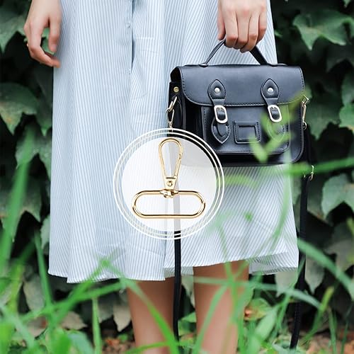 Miniatura 4 de Paquete de 15 cierres giratorios de metal para gatillo de 1.5 pulgadas, ganchos giratorios ovalados, cierres de langosta para llavero, gancho para