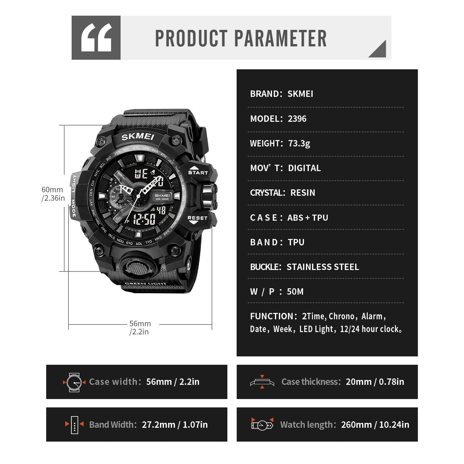 FANMIS Orologio sportivo da uomo, impermeabile, tattico, militare, con retroilluminazione a LED, cronometro, sveglia, conto alla rovescia, grande quadrante per escursioni e avventure