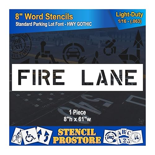 Miniatura 5 de Plantillas de marcado de pavimento  Plantilla de carril de fuego de 8 pulgadas  8 x 61 pulgadas x 18 pulgadas (128 mil)  Grado profesional