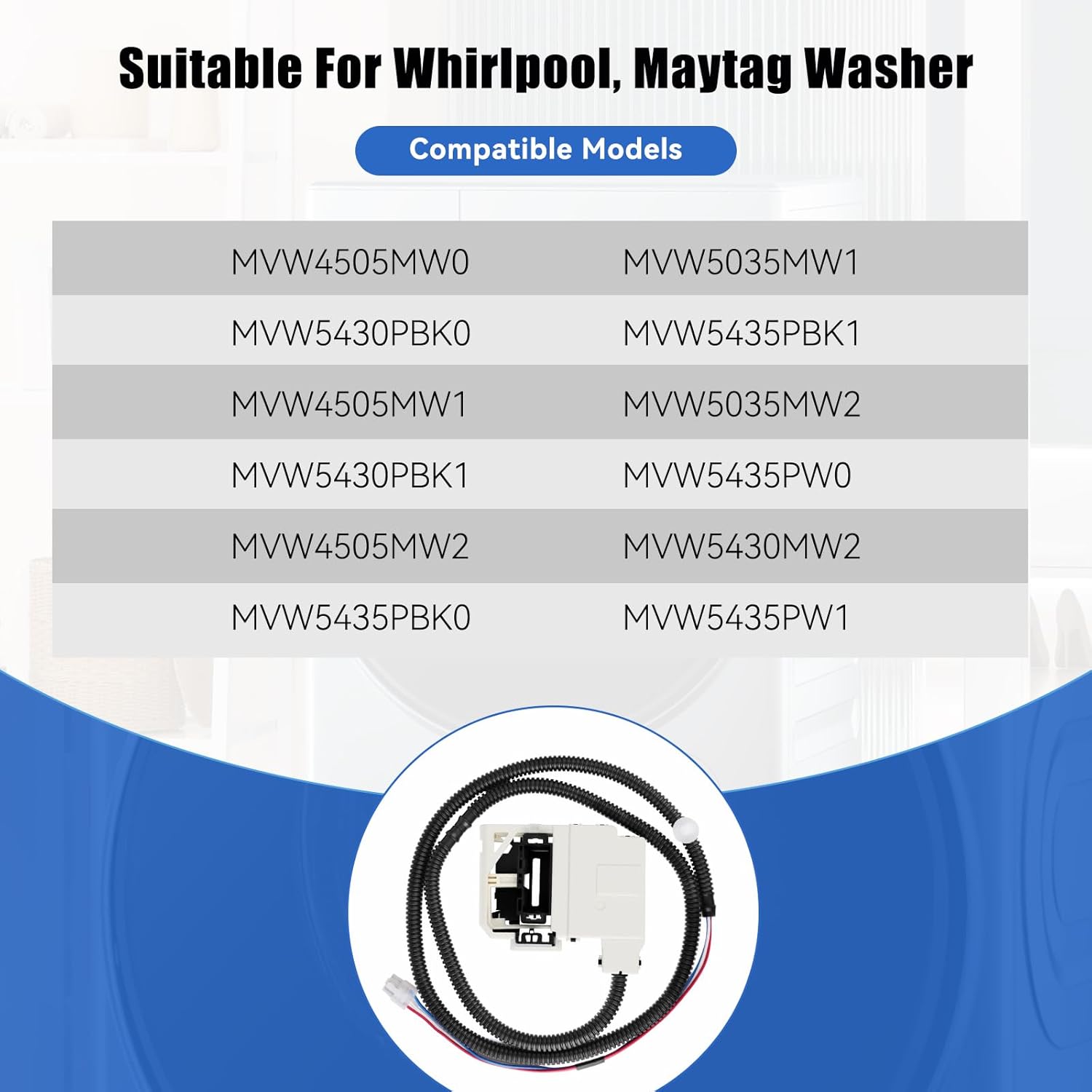 W11368616 W11670519 Washer Lid Lock Latch Assembly Compatible with Whirlpool Maytag Washer Lid Lock Replacement MVW4505MW0, MVW4505MW1, MVW5430MW0, MVW5435PW0, MVW5035MW1, Replaces 4981394, AP7214714