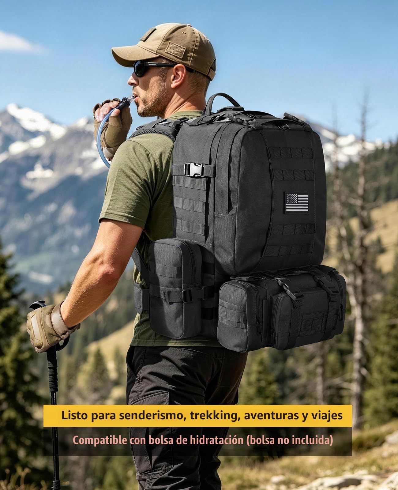 CVLIFE - Mochila táctica militar militar de 60 litros, paquete de asalto grande, bolsa Molle desmontable