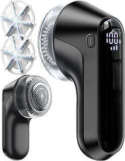 Fabric Shaver, Rechargeable Lint Shaver with Digital Display, Electric Portable Sweater Shaver with 6-Leaf Blades and Safety Lock, 3-Speeds Lint Remover to Remove Pilling for Clothes, Couch, Furniture