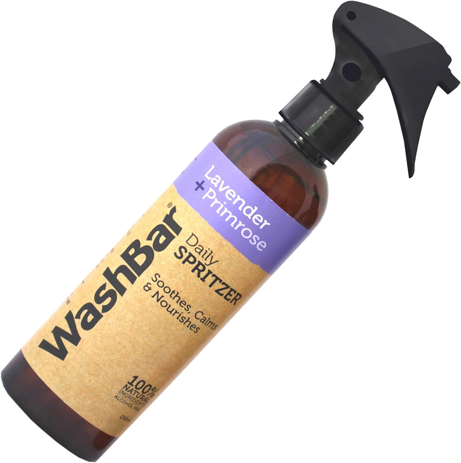 WashBar Natural Dog Deodorizing Spray - Deodorant and Calming Spray, Lightly Scented, Primrose & Lavender Spray, Dog Spray Deodorizer Perfume, All Natural, Daily Use, Large 8.45 fl. oz