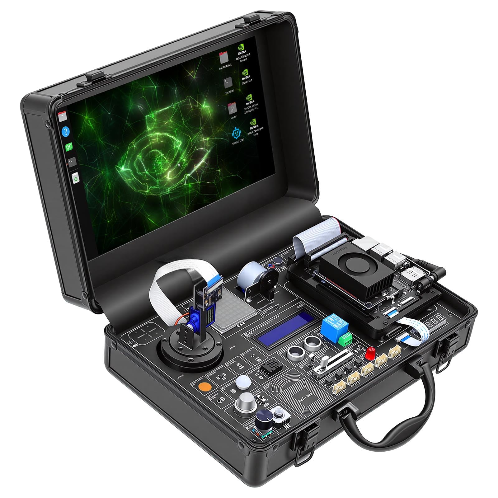AI Starter Kit for Jetson Orin Nano, 30 Sensors No Soldering Board, 8MP IMX219 Gimbal Camera, 11.6" IPS Screen, 38 Python Tutorials with AI Voice Interaction (Without Jetson Orin Nano Board)
