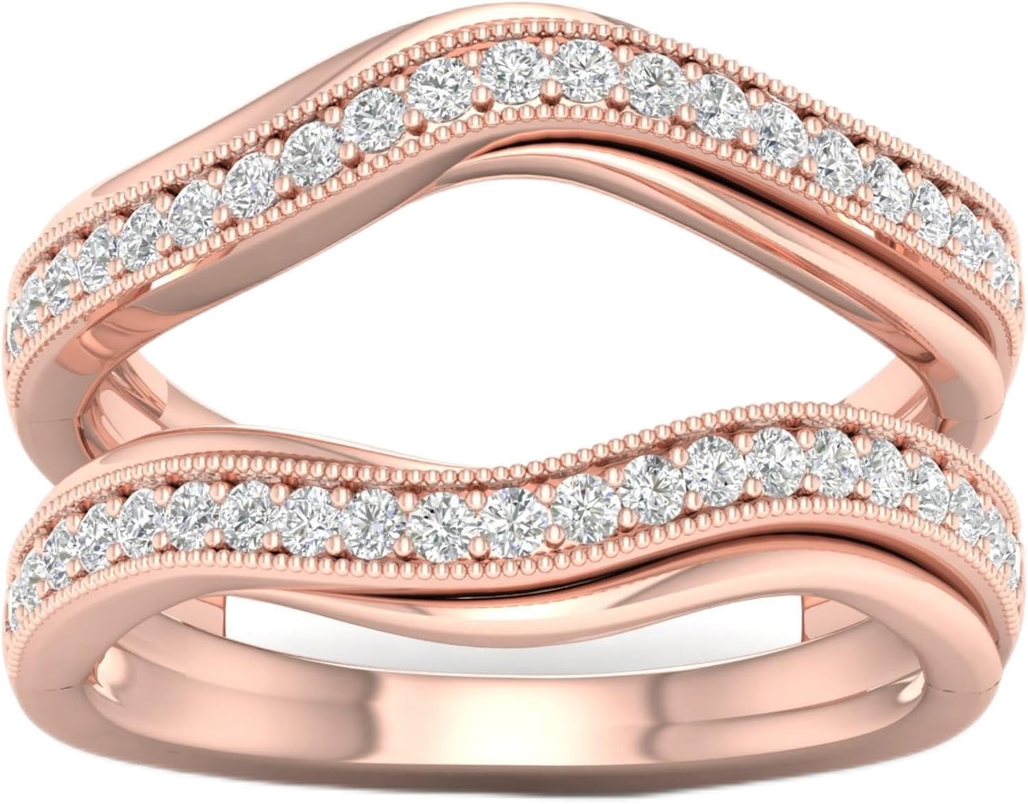 Created Round Cut White Diamond 925 Sterling Silver 14K Gold Finish Sparkling Enhancer Guard Ring Birthday Gift For Women
