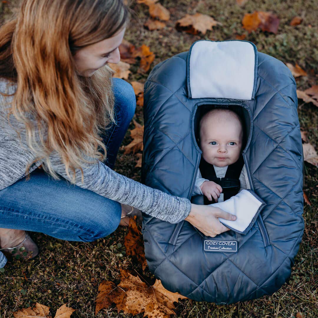 Cozy Cover Premium Infant Car Seat Cover (Black) with Polar Fleece - The Industry Leading Infant Carrier Cover Trusted by Over 6 Million Moms for Keeping Your Baby Warm