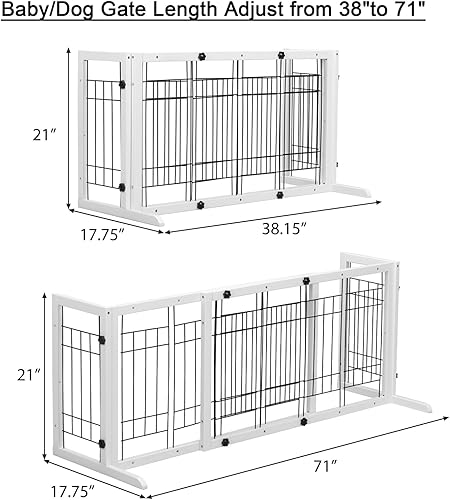 Miniatura 2 de Corralito independiente ajustable de 39 a 71 pulgadas para bebés, chimenea, puerta de bebé, cercas para mascotas, puertas para interiores, puertas,