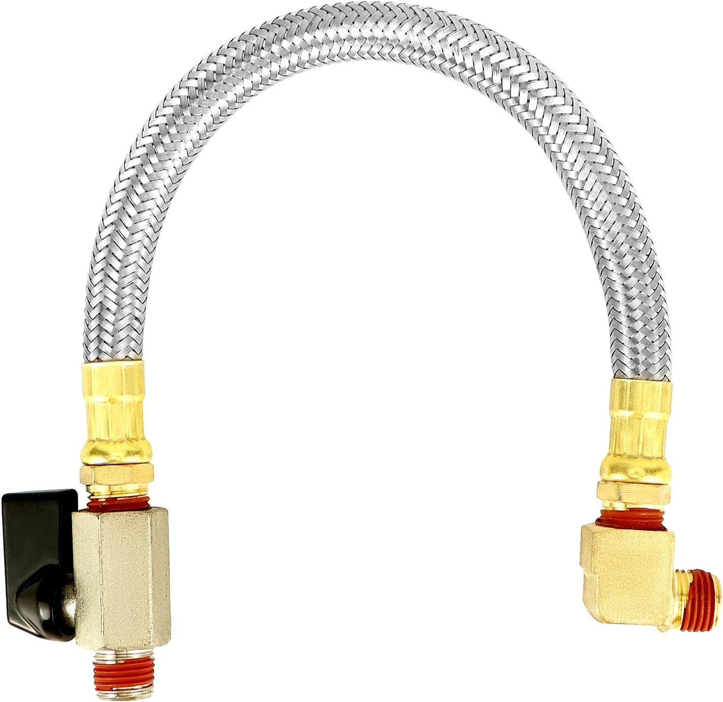 QWORK 2 Pack Extended Tank Drain Valve Assembly Kit for Air Compressor, Including 10 Inches Air Compressor Tank Drain Hose 1/4 inch NPT, 1/4" to 3/8" Brass Adapter and Thread Seal Tape