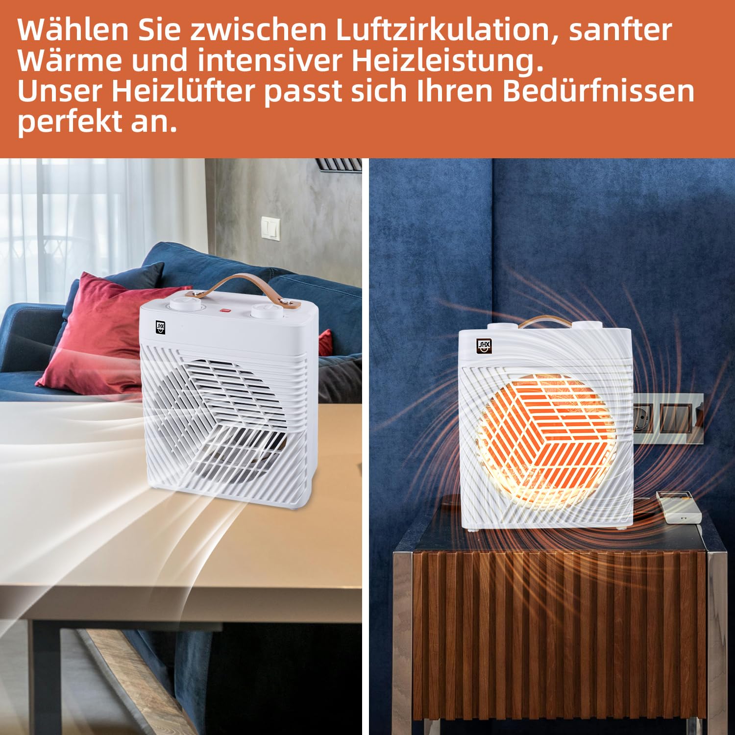 Termoventilatore con termostato, 2000 W, SHXHL20ST, piccolo e maneggevole, portatile, protezione contro il ribaltamento e il surriscaldamento