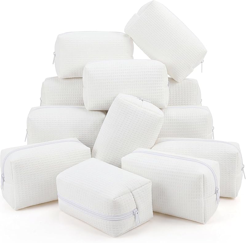 Gilprop Necessaire de viagem em tecido waffle branco, pacote com 12 unidades