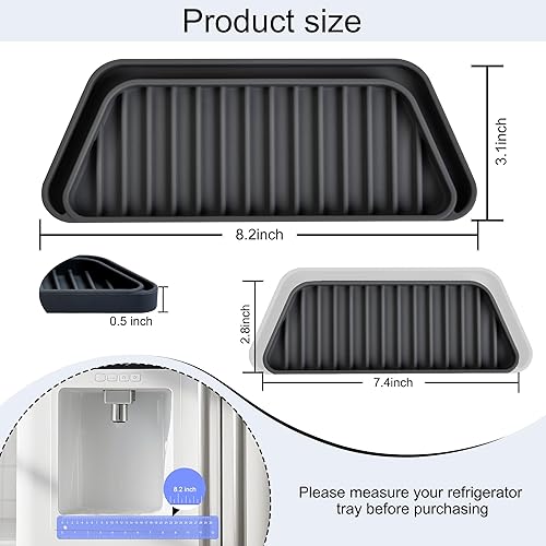 Miniatura 12 de KindGa Bandeja colectora de goteo para refrigerador, bandeja dispensadora de hielo y agua, para refrigerador, almohadilla de agua para drenaje Gris