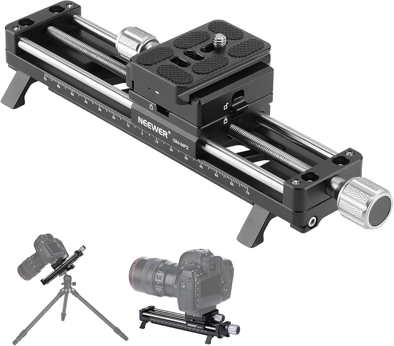 NEEWER 140mm Makró Fókusz Sín 360° Forgatható 4-Irányú Zárással QR Lemezzel Közeli Makró Fotózáshoz GM-MP2